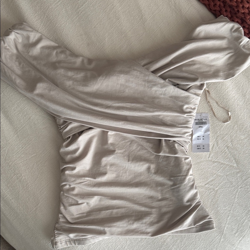 Abercrombie & Fitch Cream Modal-Blend Off Shoulder Top